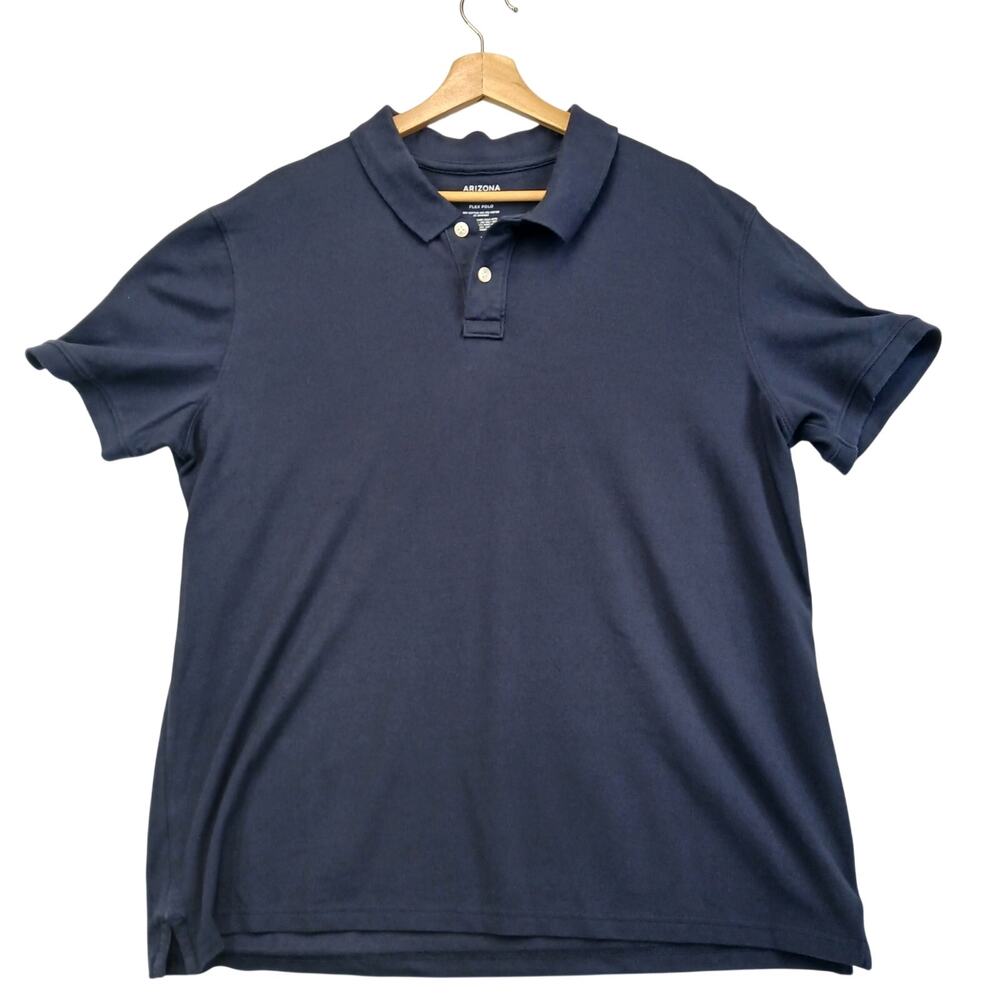 Arizona Jean Co Mens XXL Navy Blue Flex Polo Shirt Short Sleeve Stretch